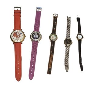 Set of 5 various-themed watches.  All need batteries, not tested. Sold As Is.